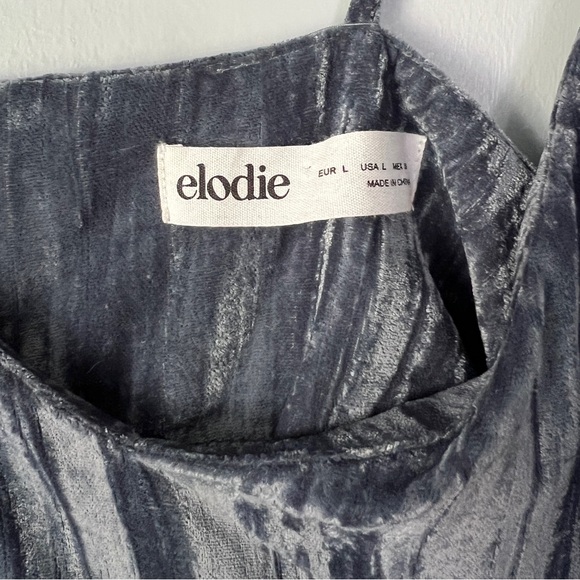 Elodie V-Neck Velvet Cami Dress in Blue Slate, Size Large - Picture 3 of 4